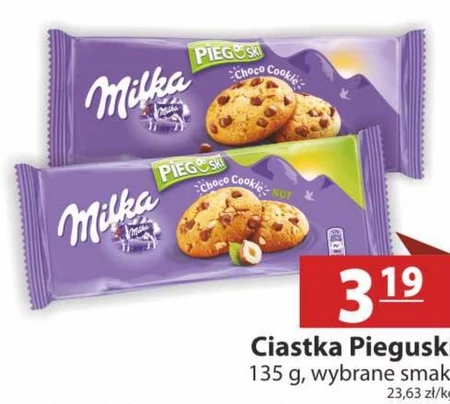 Milka Pieguski Choco Cookies Ciasteczka z kawałkami czekolady mlecznej 135 g