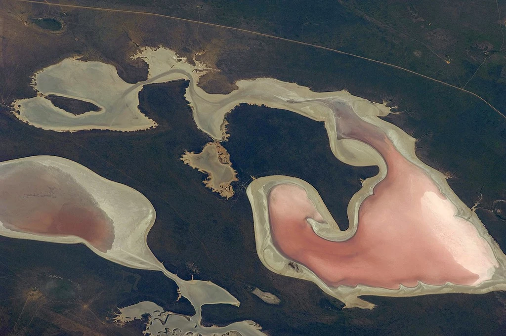 Zdjęcie Jeziora Aralsor wykonane z pokładu ISS w 2009 r.