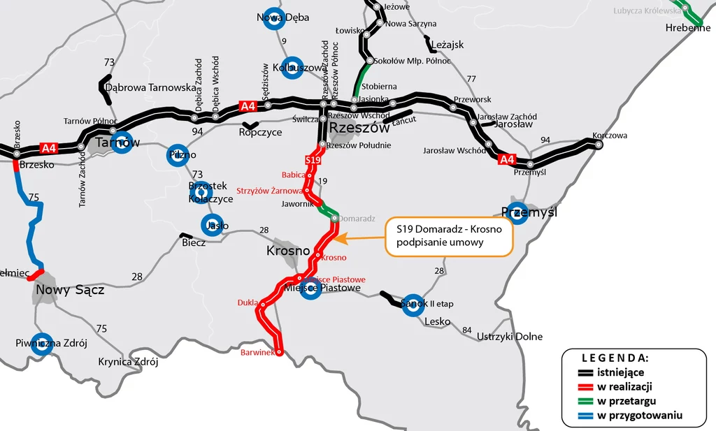 Budowa drogi S19 na południe od Rzeszowa