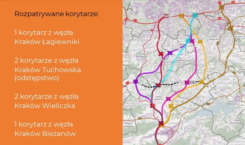 Warianty przebiegu drogi S7 z Krakowa do Myślenic, które w styczniu wzbudziły wręcz histerię