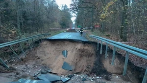 Woda zabrała drogę, została tylko wielka dziura. Wszystko przez... bobry