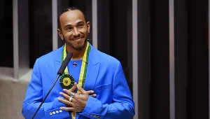 Lewis Hamilton podczas uroczystości nadania mu honorowego obywatelstwa Brazylii