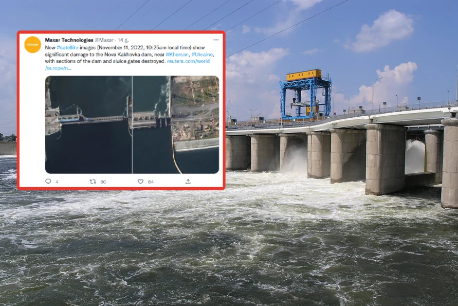 Zapora w Nowej Kachowce została poważnie uszkodzona Zapora w Nowej Kachowce została poważnie uszkodzona