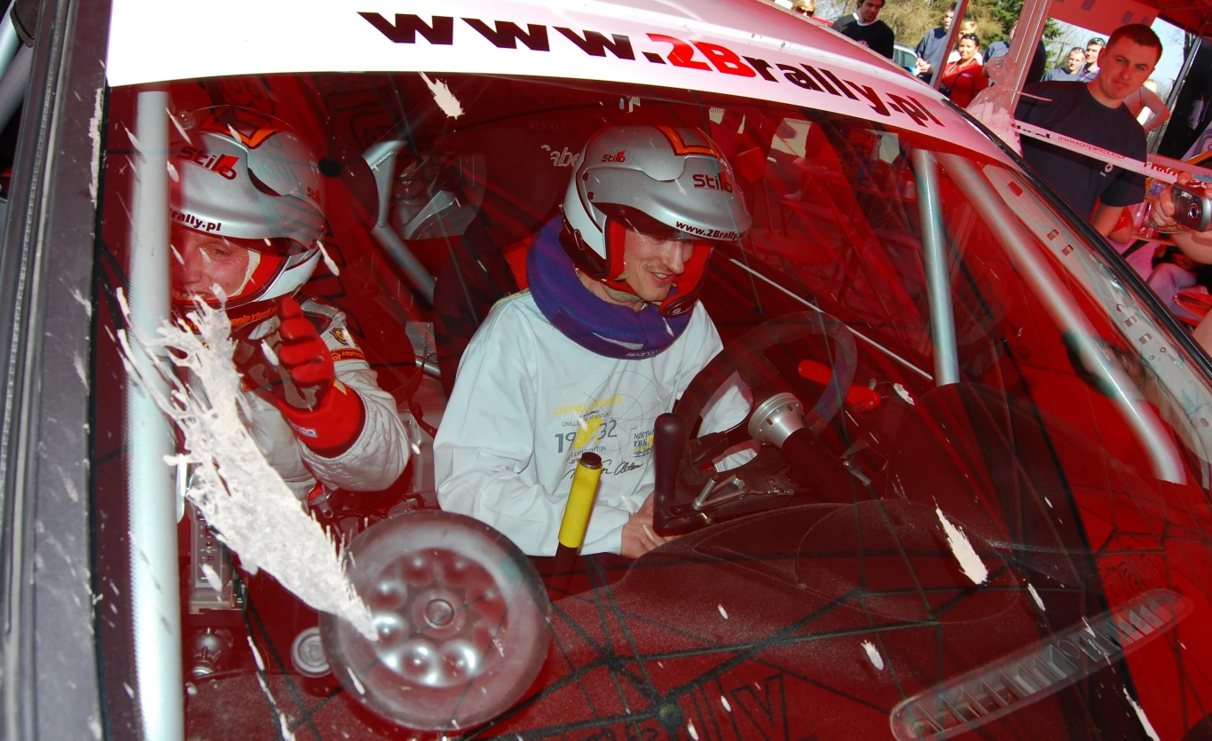 Adam Małysz i Zbigniew Cieślar na testach samochodów rajdowych, 2009 rok