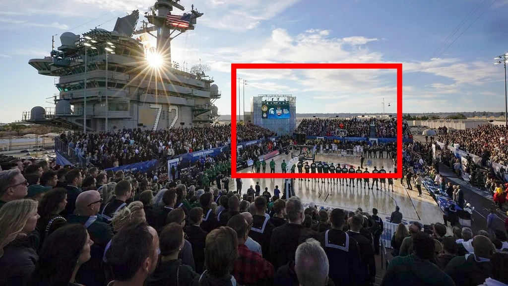 Mecz koszykówki na lotniskowcu USS Abraham Lincoln