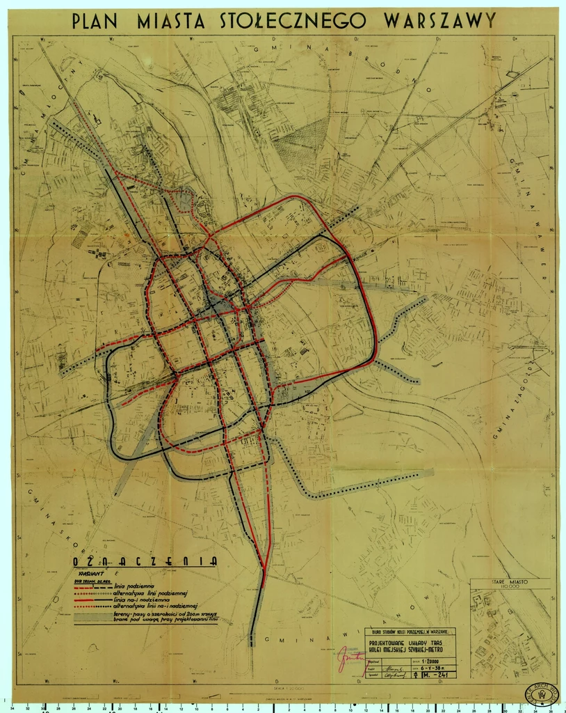 Plany sieci warszawskiego metra z 1938 roku