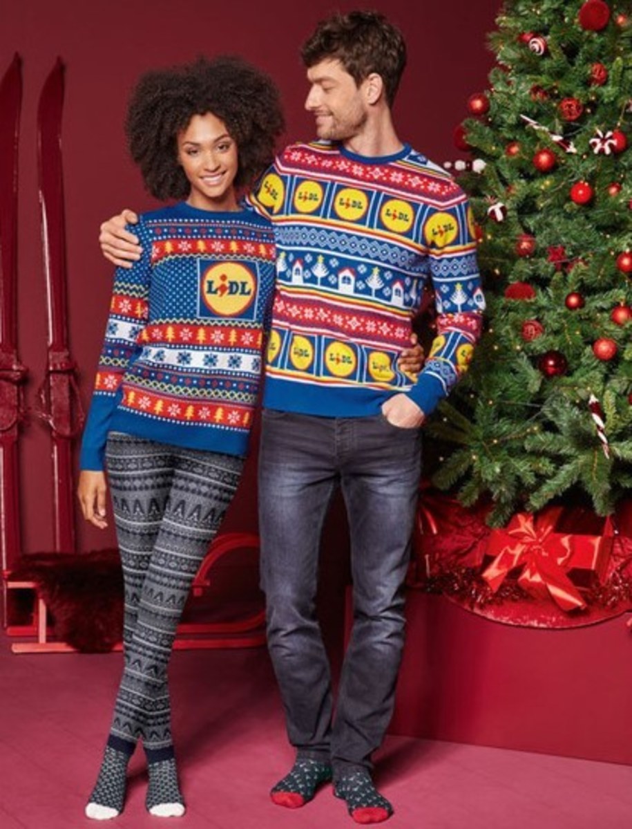 swetry świąteczne z logo Lidla