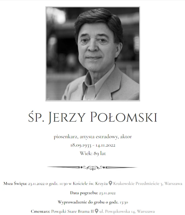 Nekrolog Jerzego Połomskiego