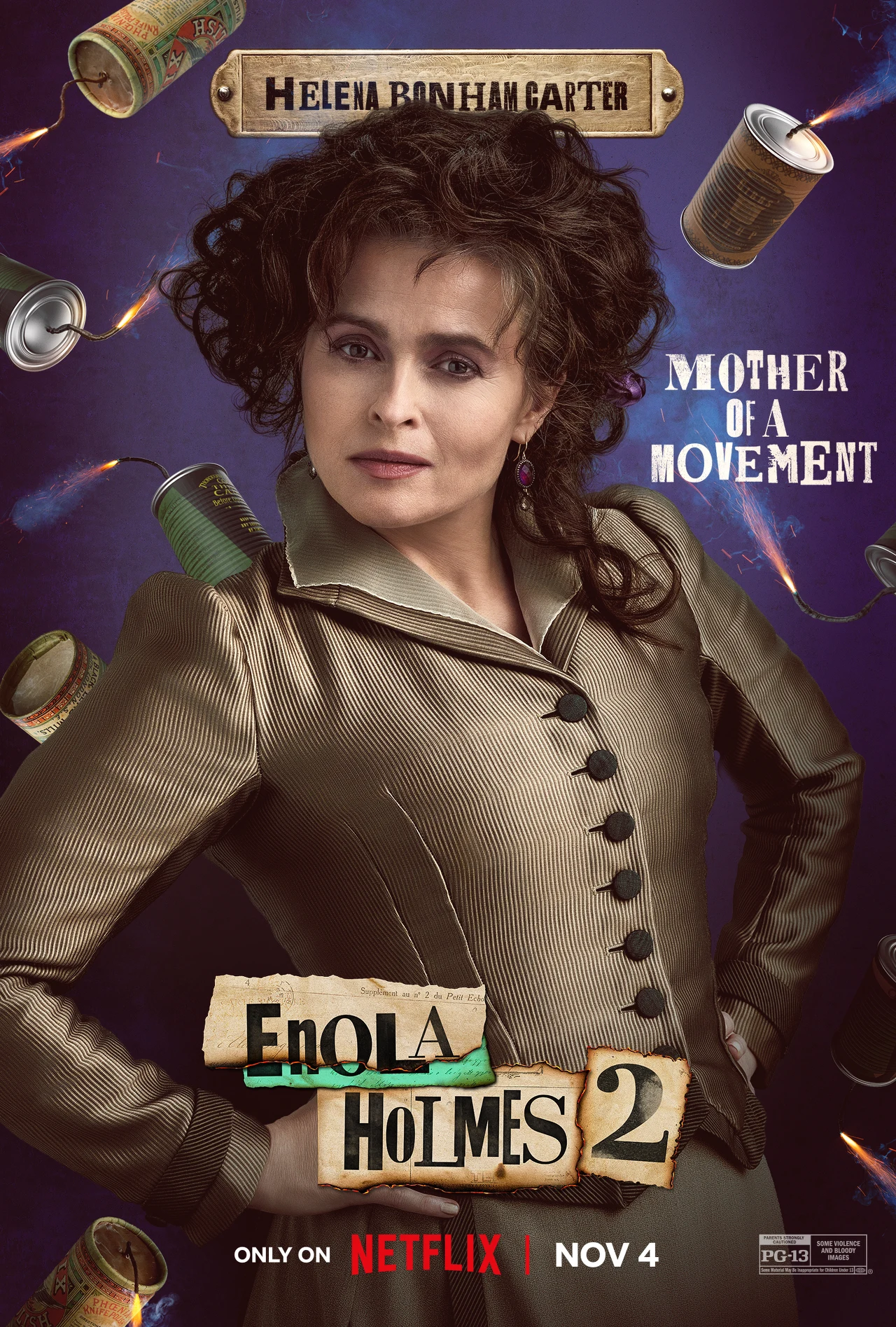 Helena Bonham Carter na plakacie promocyjnym filmu "Enola Holmes 2"