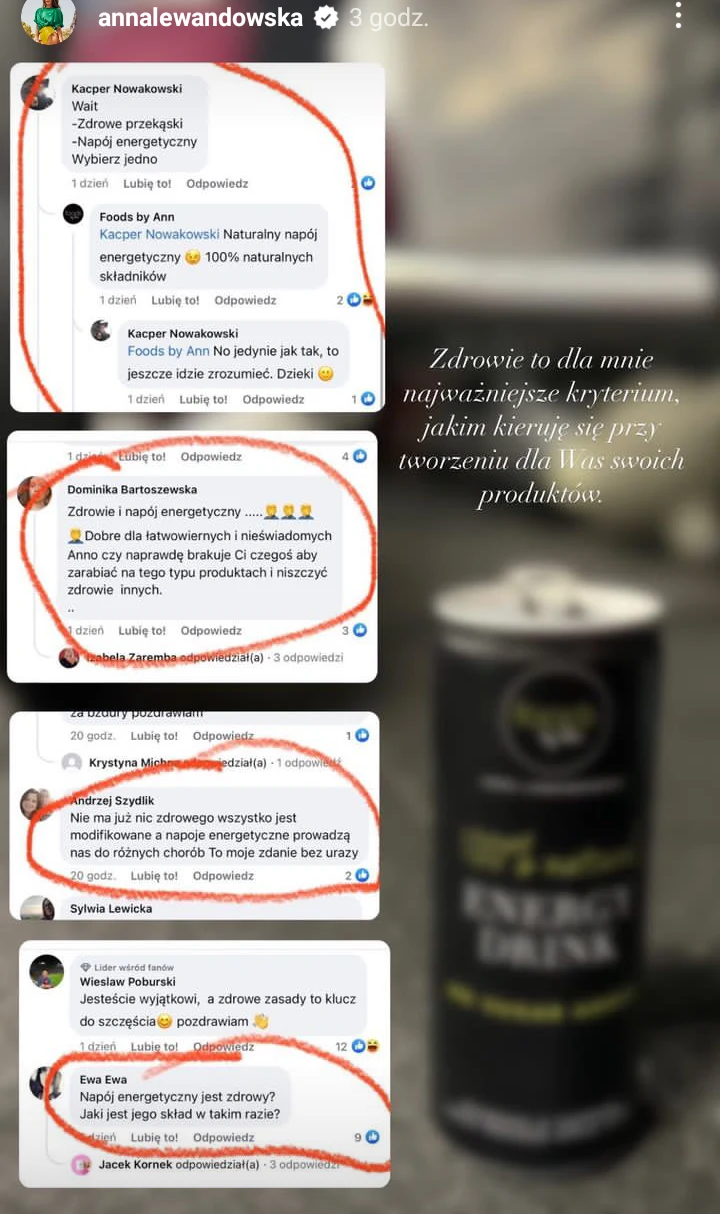 Anna Lewandowska spiera się o skład swoich energetyków Anna Lewandowska spiera się o skład swoich energetyków