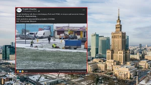 W Warszawie robotnicy kosili trawę, mimo że spadł śnieg