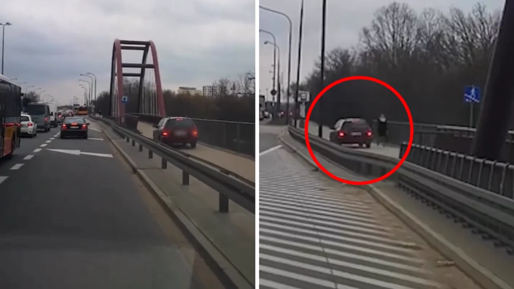 Kierowca, który chciał ominąć korek, został nagrany przez innego uczestnika ruchu Kierowca, który chciał ominąć korek, został nagrany przez innego uczestnika ruchu