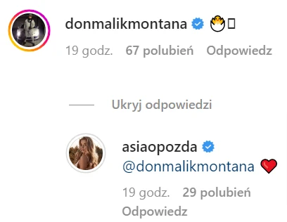 Joanna Opozda i Malik Montana na Instagramie Joanna Opozda i Malik Montana na Instagramie
