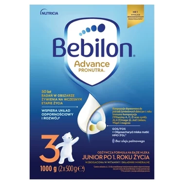 Bebilon 3 Advance Pronutra Junior Formuła na bazie mleka po 1. roku życia 1000 g (2 x 500 g) - 0