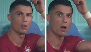 Reakcja Cristiano Ronaldo po bramce Osmana Bukariego, źr. TVP Sport