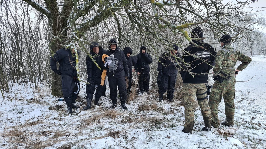 Kilka osób pokonało rzekę Przewłoka po lodzie Kilka osób pokonało rzekę Przewłoka po lodzie
