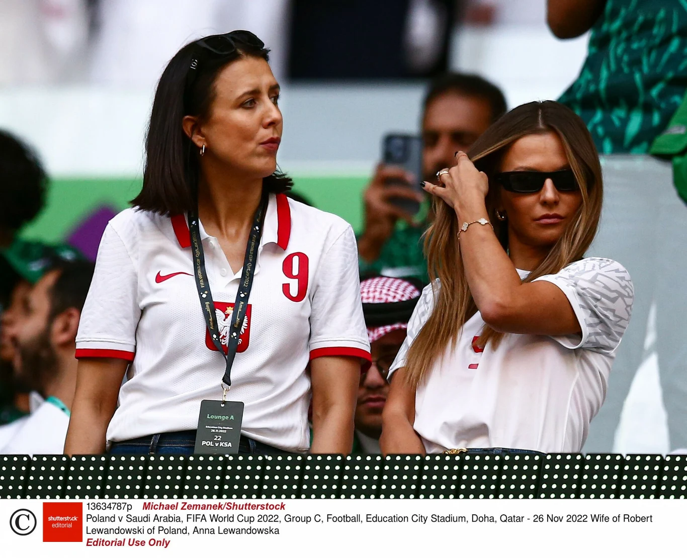 Milena Lewandowska i Anna Lewandowska na meczu Polska - Arabia Saudyjska