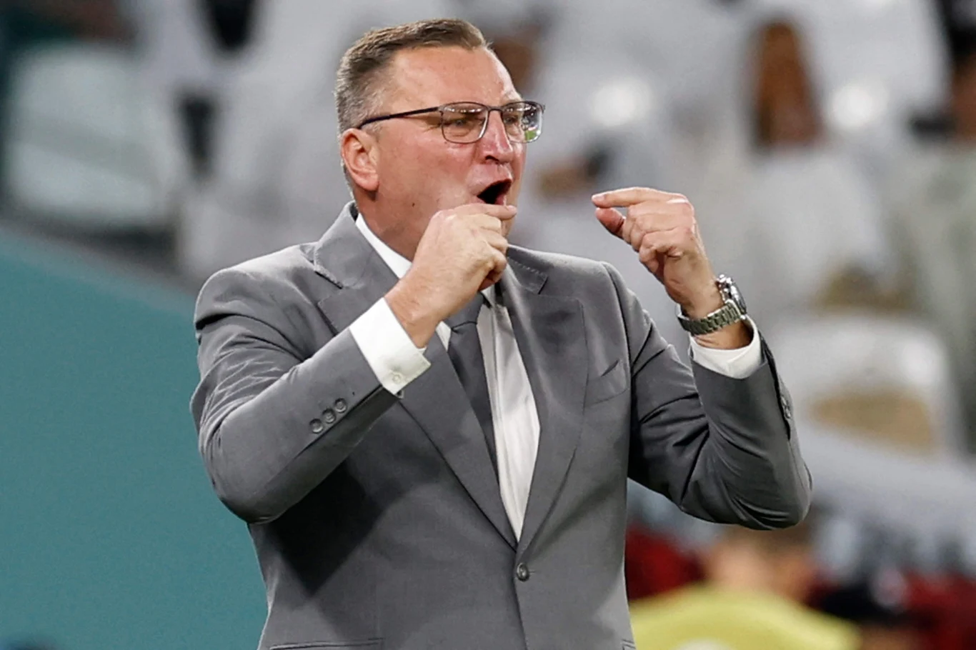 Czesław Michniewicz podczas meczu Polska - Arabia Saudyjska Czesław Michniewicz podczas meczu Polska - Arabia Saudyjska