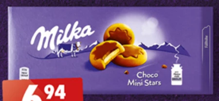 Milka Choco Minis Ciastka z czekoladą mleczną z mleka alpejskiego i nadzieniem mlecznym 185 g