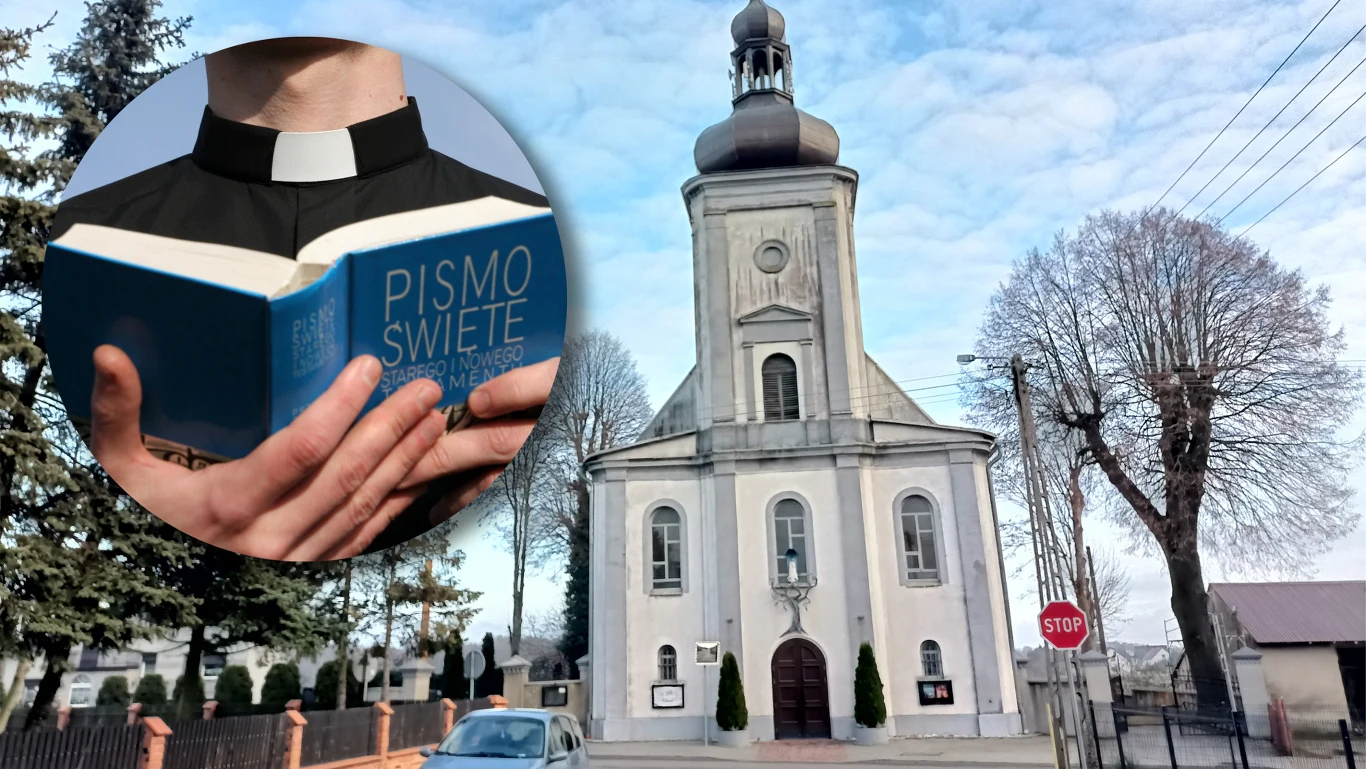 Nagie zdjęcia ks. Wiesława obiegły parafię w Trzcinicy (zdjęcie w kółku: MONKPRESS/East News, zdjęcie w tle: INTERIA.PL) Nagie zdjęcia ks. Wiesława obiegły parafię w Trzcinicy (zdjęcie w kółku: MONKPRESS/East News, zdjęcie w tle: INTERIA.PL)