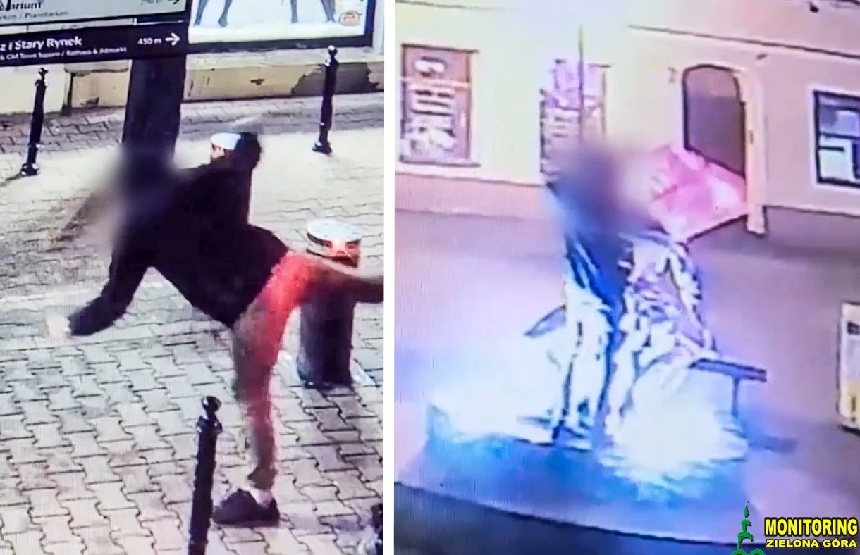 Zachowanie mężczyzny zarejestrowały kamery monitoringu Zachowanie mężczyzny zarejestrowały kamery monitoringu