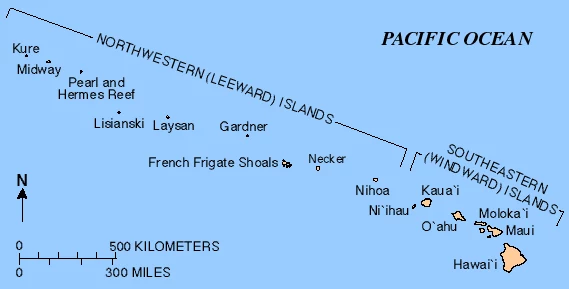 Wyspy archipelagu położone w jednej linii