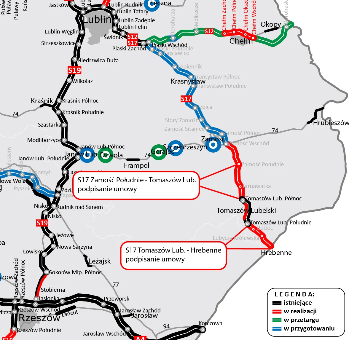 GDDKiA podpisała umowę na realizację dwóch odcinków w ciągu S17. GDDKiA podpisała umowę na realizację dwóch odcinków w ciągu S17.