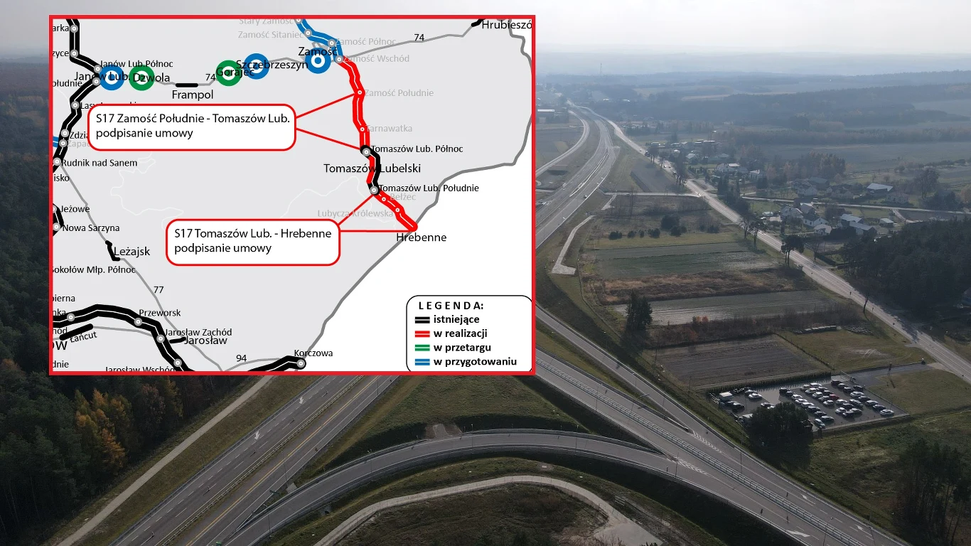 GDDKiA podpisała umowę na realizację dwóch odcinków drogi S17. GDDKiA podpisała umowę na realizację dwóch odcinków drogi S17.