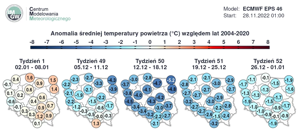 Anomalia średniej temperatury względem lat 2004-2020 Anomalia średniej temperatury względem lat 2004-2020