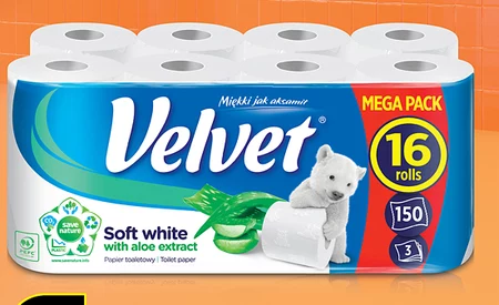 Velvet Papier toaletowy delikatnie biały 16 rolek