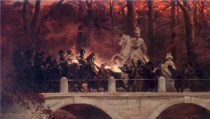 Wojciech Kossak, Starcie belwederczyków z kirasjerami rosyjskimi na moście w Łazienkach 29 listopada 1830