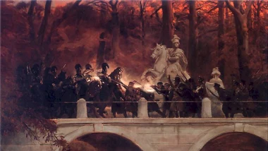 Wojciech Kossak, Starcie belwederczyków z kirasjerami rosyjskimi na moście w Łazienkach 29 listopada 1830