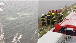 Auto wjechało do Martwej Wisły