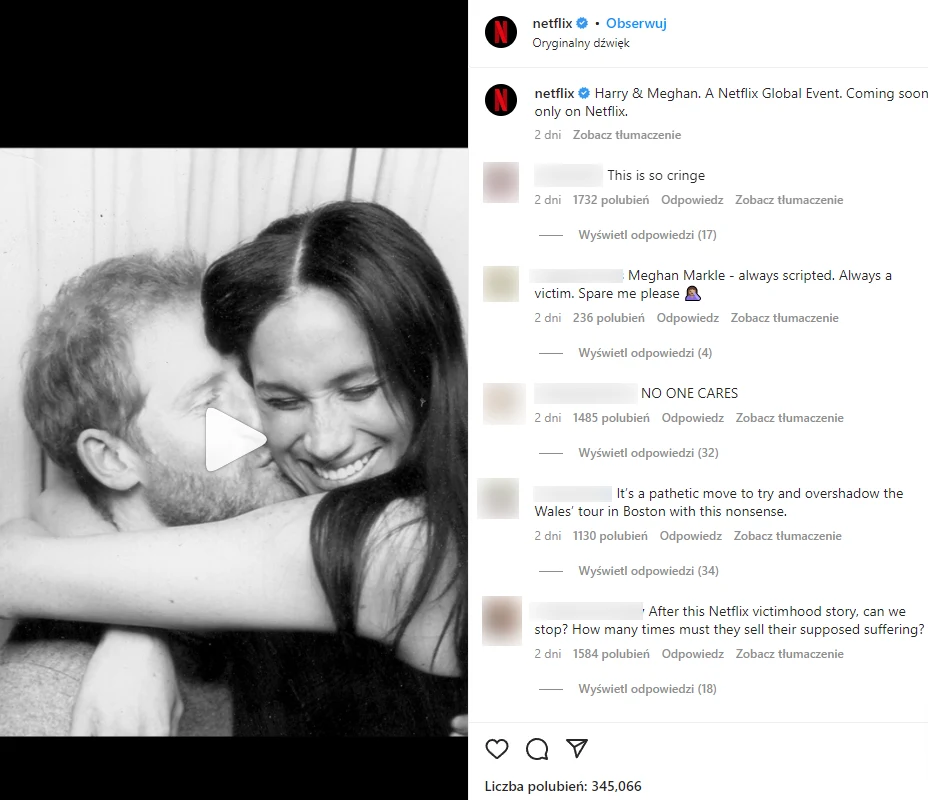 Komentarze pod oficjalnym postem na Netflixie Komentarze pod oficjalnym postem na Netflixie