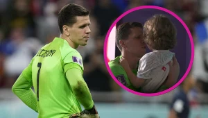 Wojciech Szczęsny pociesza synka Liama po przegranym meczu z Francją