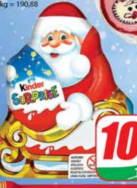Kinder Niespodzianka Mikołaj Figurka pokryta mleczną czekoladą z warstwą białego nadzienia 75 g