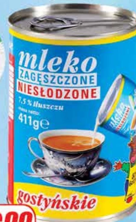SM Gostyń Mleko gostyńskie zagęszczone niesłodzone 7,5 % tłuszczu 411 g
