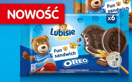 Lubisie Fun Sandwich Oreo Ciastka biszkoptowe z kawałkami ciastek kakaowych 180 g