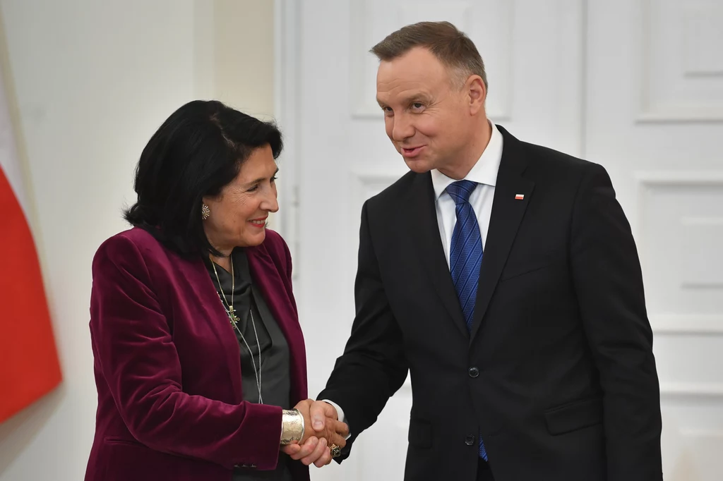 Prezydent Andrzej Duda i prezydent Gruzji Salome Zurabiszwili Prezydent Andrzej Duda i prezydent Gruzji Salome Zurabiszwili