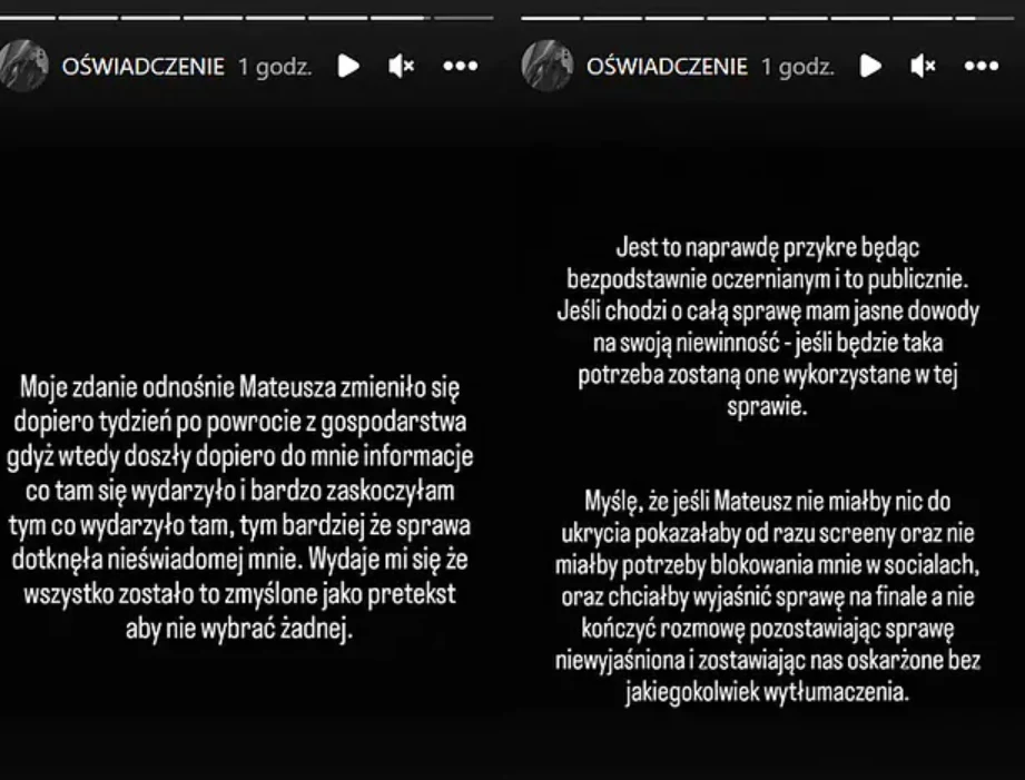 Oświadczenie Zuzanny z programu "Rolnik szuka żony" Oświadczenie Zuzanny z programu "Rolnik szuka żony"