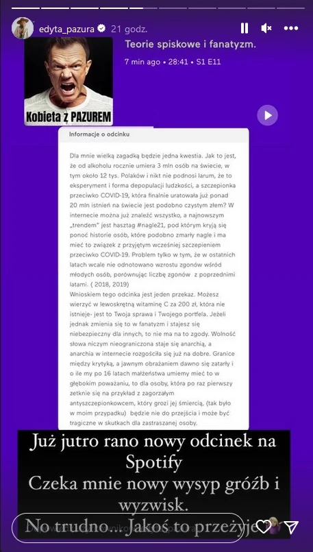 Edyta Pazura o antyszczepionkowcach