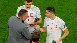 Czesław Michniewicz i Robert Lewandowski podczas mundialu 2022