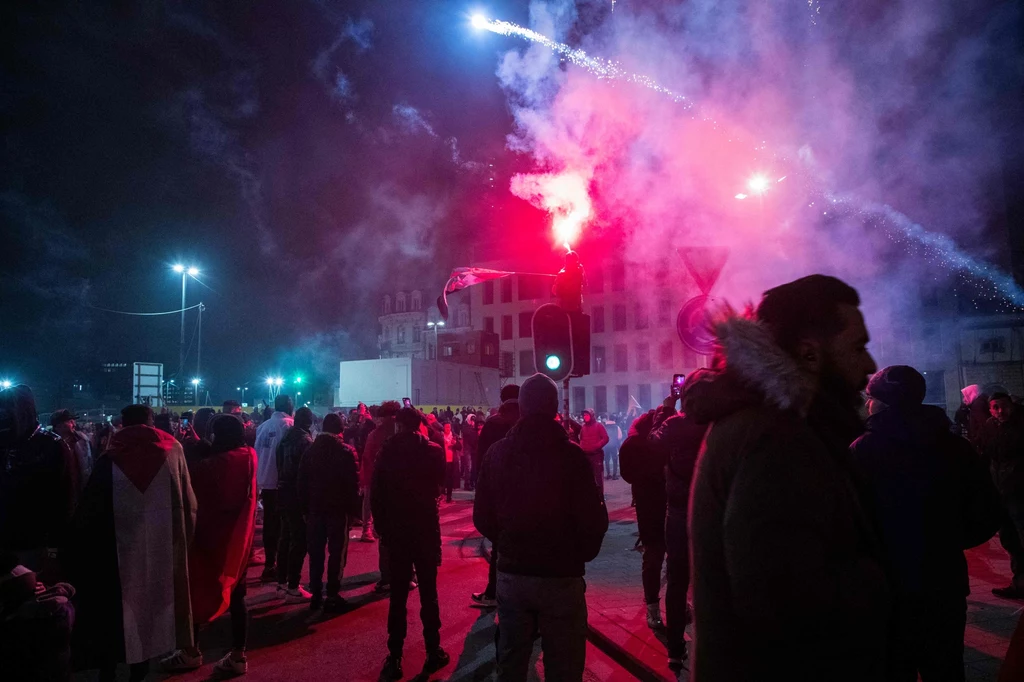 Kibice reprezentacji Maroka na ulicach Brukseli Kibice reprezentacji Maroka na ulicach Brukseli