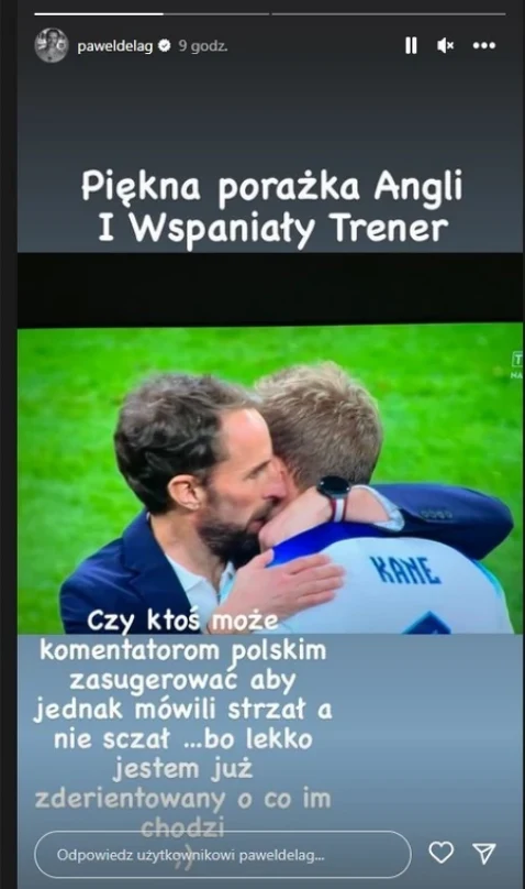 Paweł Deląg na swoim Instastory