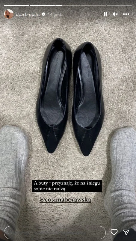 Żebrowska założyła nieodpowiednie buty na śnieg