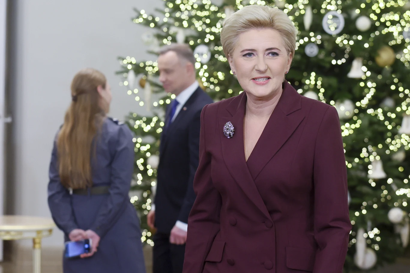 Agata Duda w sukience o kroju marynarki Agata Duda w sukience o kroju marynarki