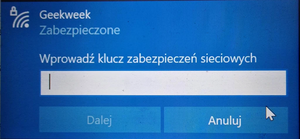 Na komputerze trzeba będzie wprowadzić hasło do WiFi ustawione w smartfonie.