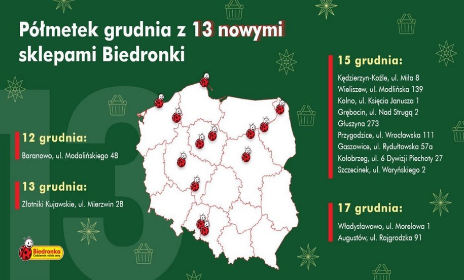 Świąteczne zakupy w 13 nowych Biedronkach w całej Polsce