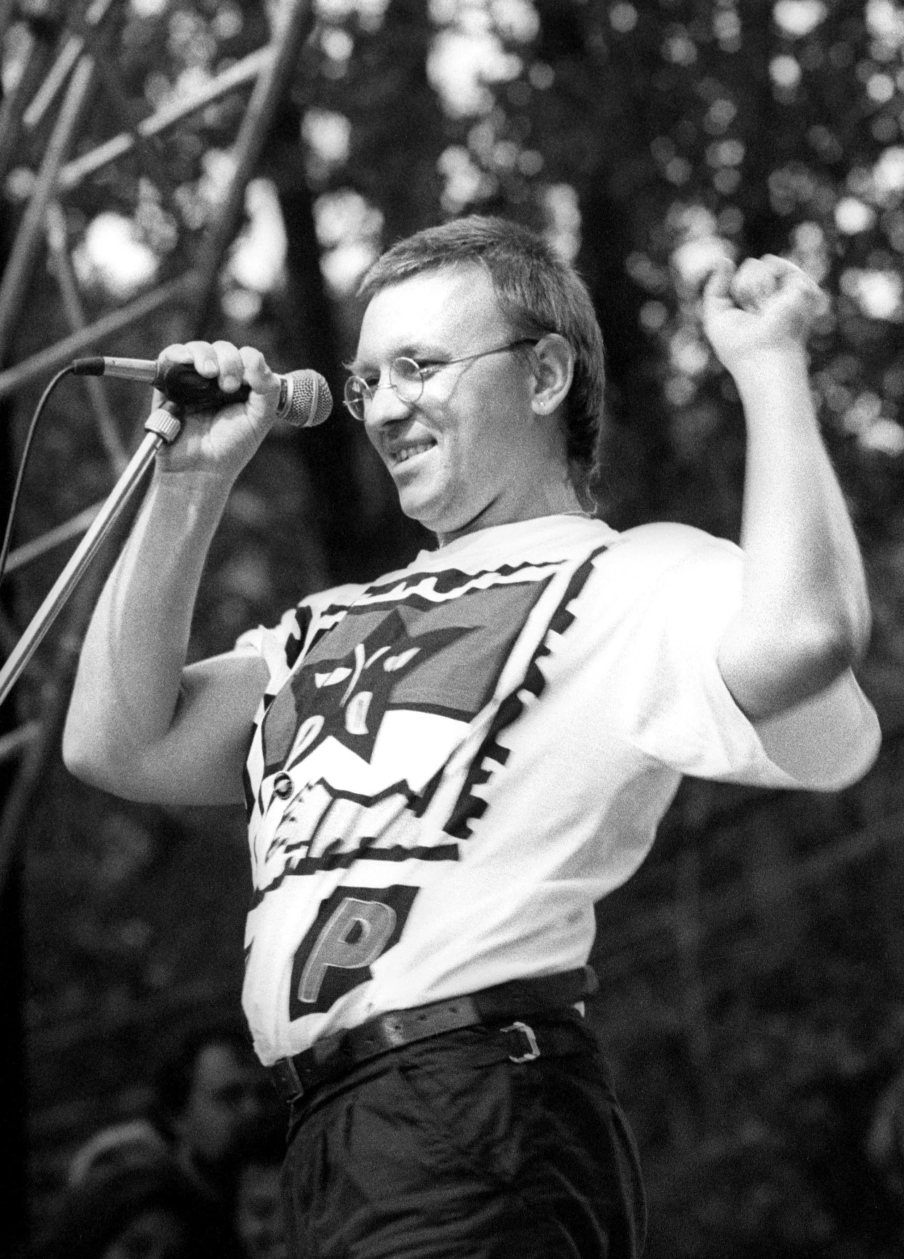 Jurek Owsiak na festiwalu w Jarocinie w 1988 roku