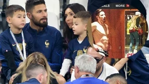 Olivier Giroud z rodziną i na zdjęciu z hotelu